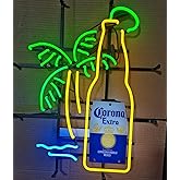 Neon Signs for Wall Decor Urby Corona Extra Bottle Palm Tree Real Glass Light Sign Home Beer Bar Pub Recreation Room Game Room Windows Garage Sign 20x24inch Neon Tubing