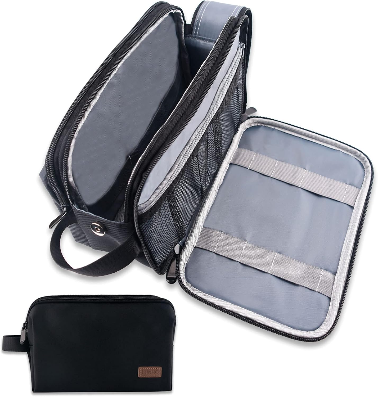 Toiletry Bag for Men, IKINHO Mens Toiletry Bag,Travel Toiletry Organizer Dopp Kit Water-Resistant Shaving Bag, Hanging Travel Bags for Toiletries, Perfect Travel Accessories Toiletry Bag (Black)