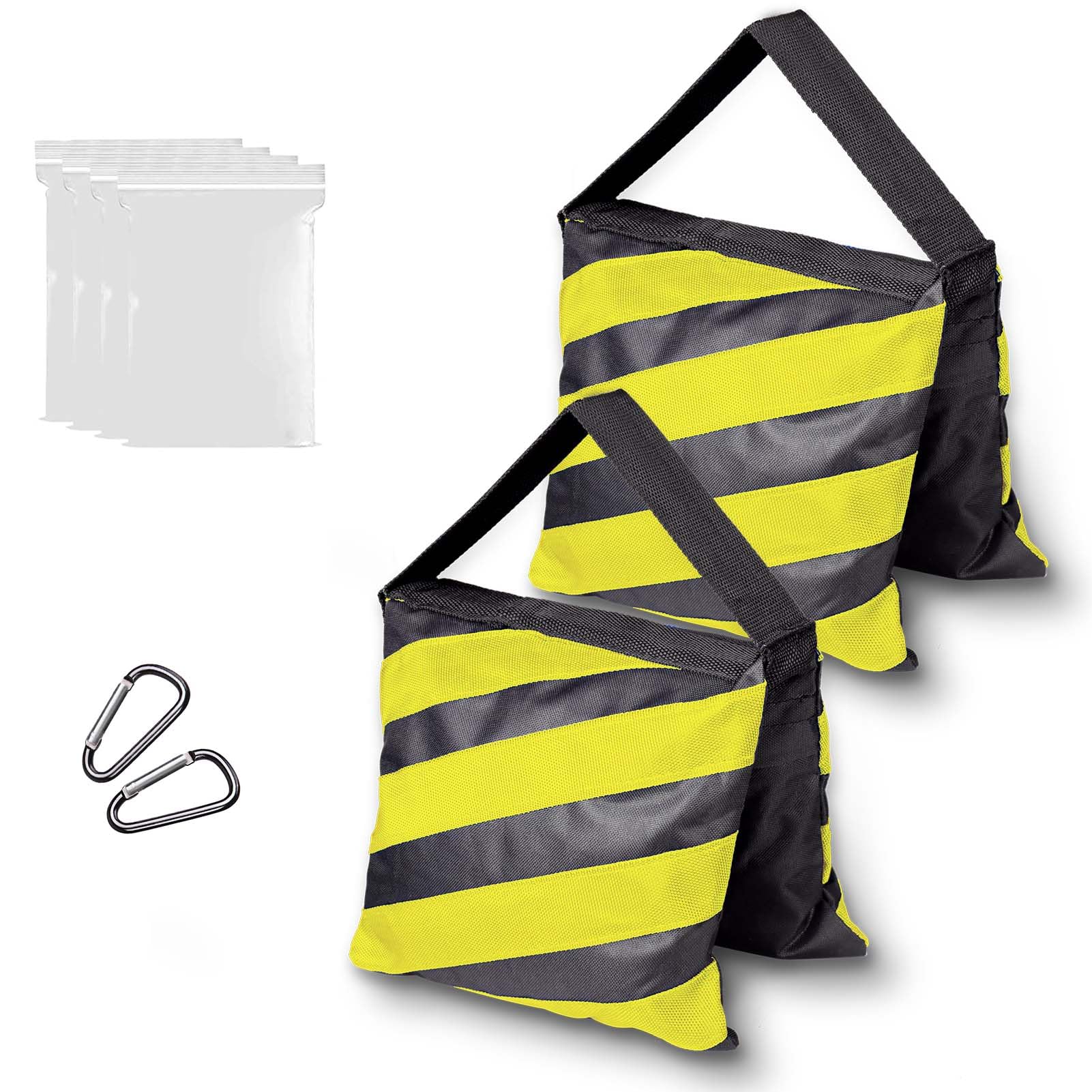 EMART Heavy Duty Sandbag,Weight Bags Photo Studio Saddlebag Design for Photography Stand Light Stand Tripod, Outdoor Patio, Sports, Photo Sets, Film Sets, Live Productions- (Yellow & Black-2 Packs)