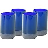 IWAS Upcycled Tall Blue Drinking Glasses | 350 ML | 12 OZ | Set of 4 | Sustainable Water and Cocktail Glasses For Home | Environmentally Friendly