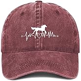 Horse Heartbeat hat for Women Men Vintage Hats Baseball Cap Adjustable Washed Cotton Cap