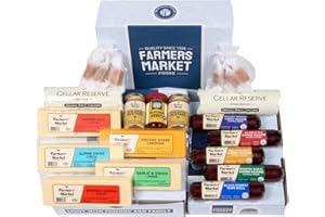 DELI DIRECT Farmers' Market Charcuterie Gift for Christmas, Wisconsin Cheese, Hickory Smoked Meat, Shelf Stable, Gourmet Meat and Cheese Platter, Festive Charcuterie Selection
