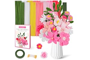550 Pcs Pipe Cleaners Craft, 7 Colors Chenille Stems Pipe Cleaners Flower Kit, Pipe Cleaner Bulk Flower Making Crafts Kit wit
