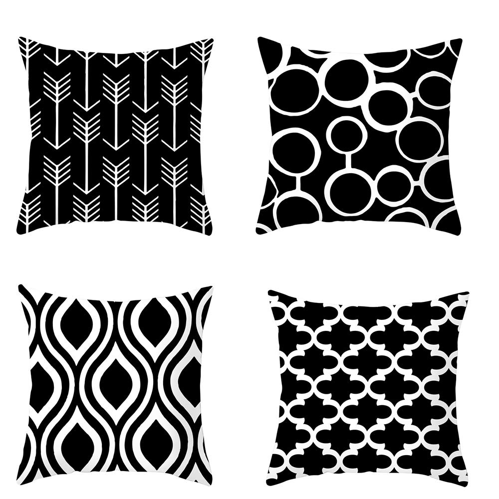 Bubunix 4 pack pillow protector Covers 45 x 45cm, Linen Decorative Cushion Throw Pillow Case Protector Set Car Pillow Covers for Sofa Bedroom Decoration (Style 4)
