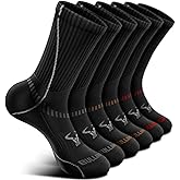 BULLIANT Men Athletic Socks, Compression Sports Crew Socks Cushioned For Men Outdoor Running Hiking-Arch Compression Support