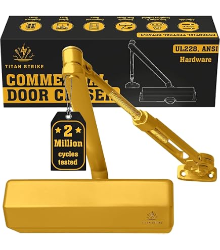 TITAN STRIKE TS8000 Commercial Door Closer, Hold-Open Arm (Silver