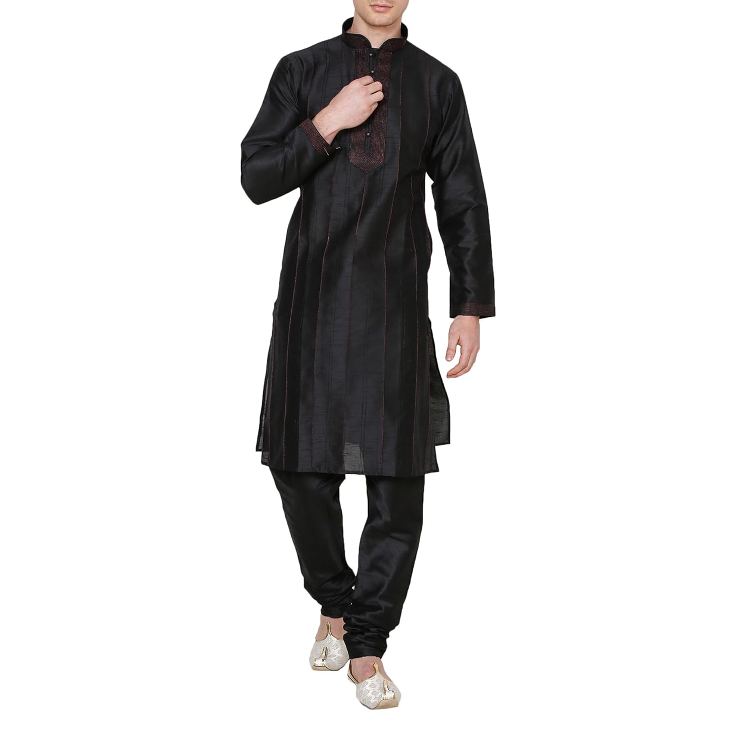 royal kurta men's silk blend pintuck thread sherwani