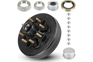 SEHNSUCHT Trailer Brake Drum Kit, 8-Hole, 6.5" Bolt Circle Brake Drum for 7000 lb Axles, Replacement Brake Hub Drum Assembly for Rvs, Trailer and Semi Truck
