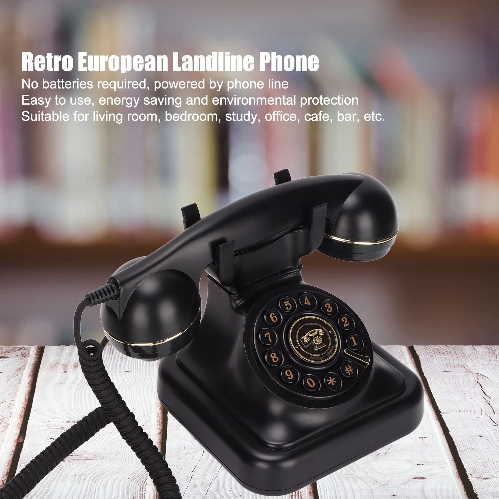 Dpofirs Antique Telephone, Vintage Landline Phone for Home Office Cafe Bar Old Fashioned Landline Retro Landline Phone for Home Decoration Ornament