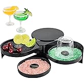 MAOPINER 3-Tier Bar Glass Rimmer Bartender Tool with Sponge, 3-Tray Black Plastic Glass Rimming Sugar Lime Juice Salt Glass R