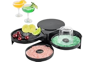 MAOPINER 3-Tier Bar Glass Rimmer Bartender Tool with Sponge, 3-Tray Black Plastic Glass Rimming Sugar Lime Juice Salt Glass R