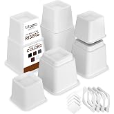 Utopia Bedding Heavy Duty Bed Risers, 3, 5, 8 Inch, Pack of 4, White | Non-Slip, 3 Heights, 4 small &amp; 4 large Furniture Risers, Supports up to 1,300 Lbs for Bed, Table &amp; Sofa Legs