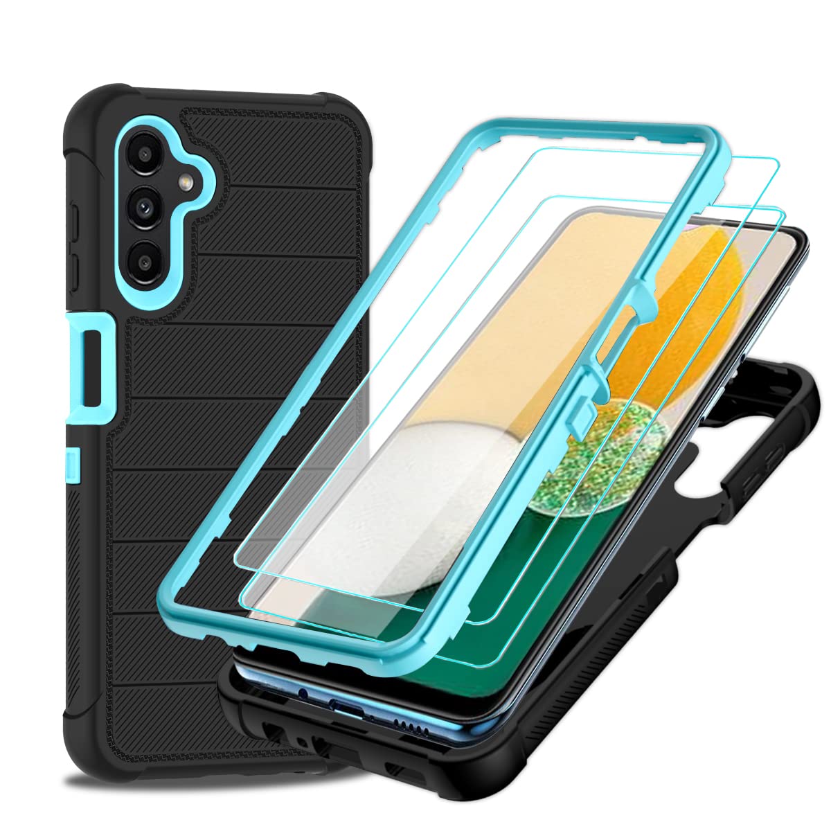 Probeetle Compatible with Samsung Galaxy A13 5G Phone Case Black/Glacier | HD Screen Protector, Shockproof, 3 in 1, Durable Protective, PC and TPU