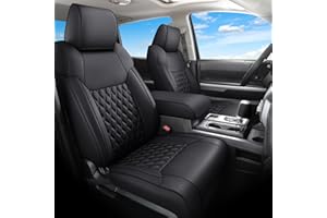 Huidasource Tacoma Seat Covers Full Set, Full Coverage Leather Truck Seat Cushion Cover Custom Fit for 2005-2015 Double & Crew Cab 2nd Gen Toyota Tacoma Base Prerunner SR5 Limited(Full Set/Black)