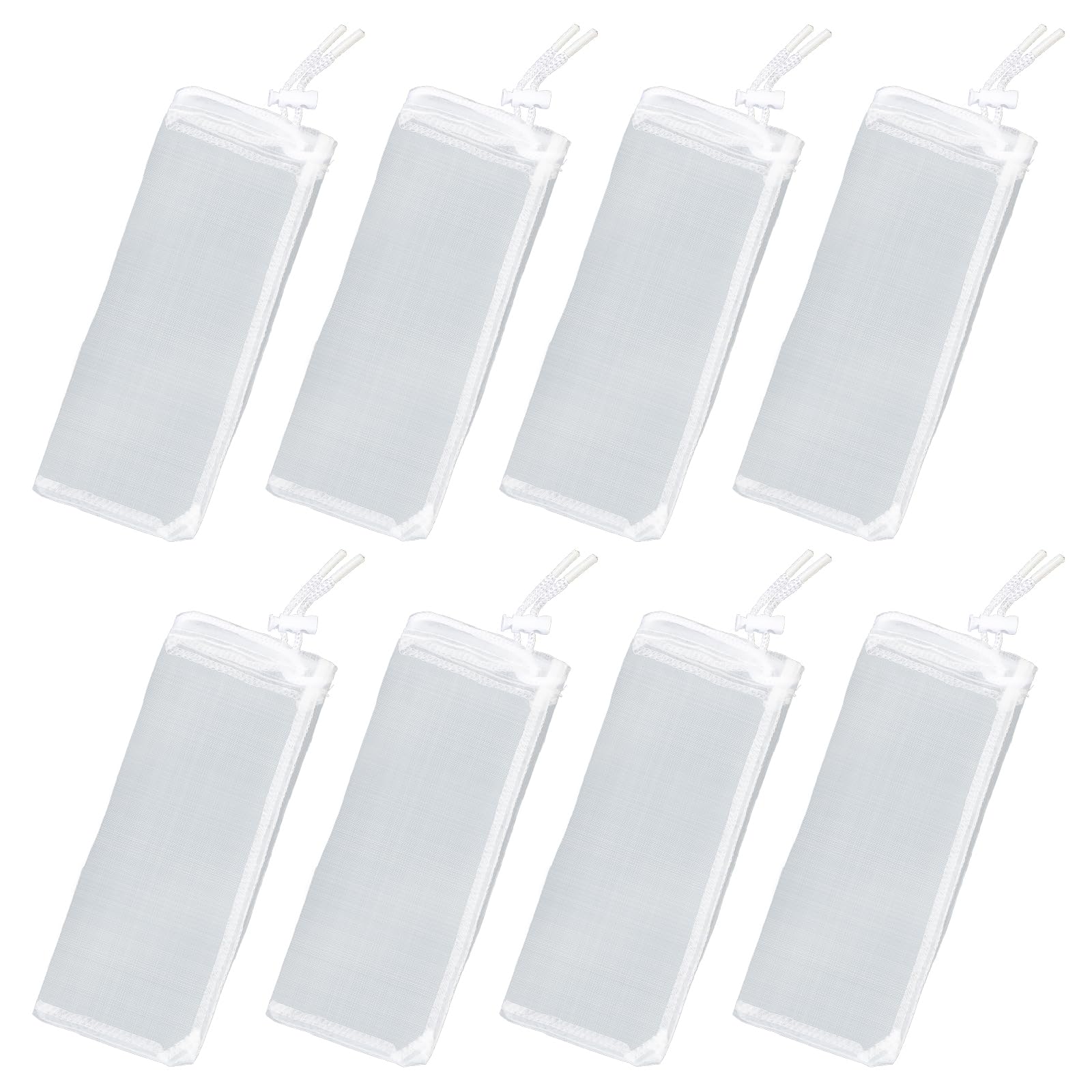 Pawfly 8 Pack Aquarium Filter Media Bags, Fish Tank Extra Fine Mesh Bag with Drawstring 150 Micron Aquarium Mesh Bag for Fine Resins, Activated Carbon, Bio Filter Balls, Ceramic Rings (21 cm x 8 cm)