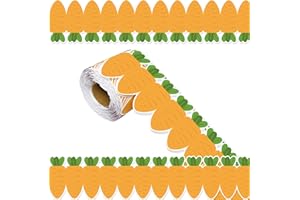69Ft Easter Carrot Border Trim Carrot Scalloped Rolled Border Trim, Plaid Bulletin Board Set Back to School Classroom Office 