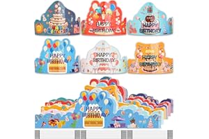 ARTLYMERS Birthday Crowns for Kids, 30 Pack Assorted Designs Paper Crowns, Classroom Birthday Hats, VBS Party Decor Adjustable Elastic Band, Reusable, Ages 15-28 inches, Multiple Colors
