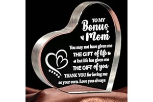 Milcier Gifts for Bonus Mom, Step Mom Mothers Day Gifts, Birthday Present for Step Mother - 3.9x3.9" Acrylic Decorative Sign, Transparent, Sentimental