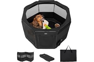 PETSFIT Dog Play Pen,36" Dia Dog Playpen Indoor/Outdoor, Pet Playpen for Cats Puppies&Small Animals-Removable Zipper Mesh Top