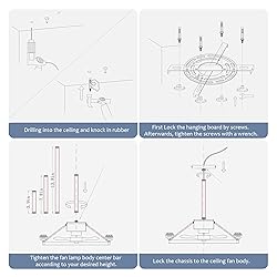 KINGTORO 24" Chandelier Ceiling Fans with Lights