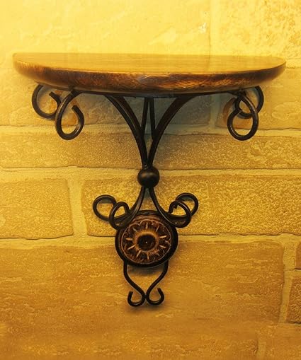 Pindia Beautiful Wood and Wrought Iron Fancy Wall Bracket