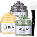 ANAI RUI Turmeric Clay Mask - Green Tea and Dead Sea Minerals, Spa Facial Mask Set for Pore Treatment/Smooth/Clarify, Indoor 