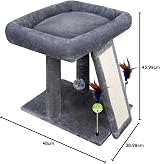 TWDEPART Small Cat Tree Indoor Activity Centre Grey with Scratching Board view 2