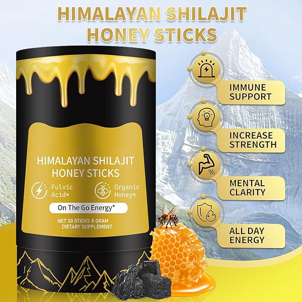 SH-ILAJIT HONEY STICKS,PURE HIMALAYAN RESIN,HIMALAYAN PURE SHILAJIT STICKS WITH HONEY & SAFFRON FOR ENERGY BOOST,INDIVIDUALLY WRAPPED,30 FOR MEN & WOMEN