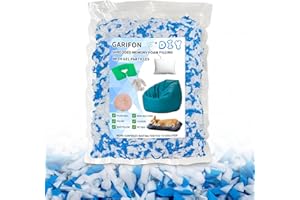 Garifon 4.95lbs Bean Bag Filler, Pillow Bean Bag Stuffing Filling, Shredded Memory Foam Filling, Punching Bag Filler,Foam Refill for Pouf/Ottoman Stuffing/Couch/Boxing Bag,Added Gel Particles