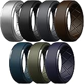 Egnaro Men's Silicone Rings 10mm Wide 2.5mm Thick Rubber Wedding Bands, Multipack 1/4/7 Breathable Comfort Fit For Workout
