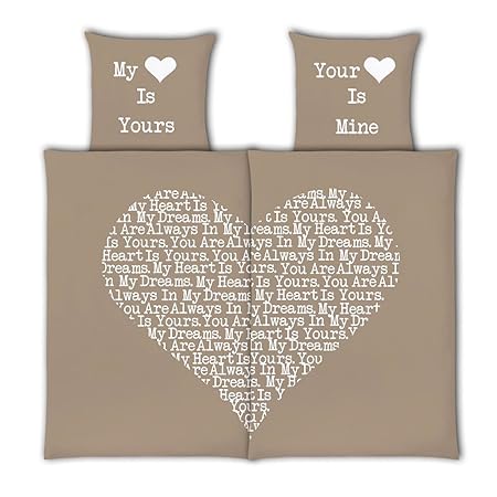 VS Home Partner-Bettwäsche Heart Herz Valentinstag / 100% Baumwolle / 4-teilig / 135cm x 200 cm / in verschiedenen Farben erh