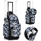 KAVIGOR Rolling Baseball Bag with Wheels, 60L Capacity Softball Bag Holds 4 Bats for Boys and Girls, Youth Equipment Bag with Shoe Compartment