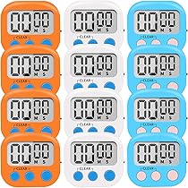 12 Pack Small Digital Kitchen Timer Magnetic Back and ON/Off