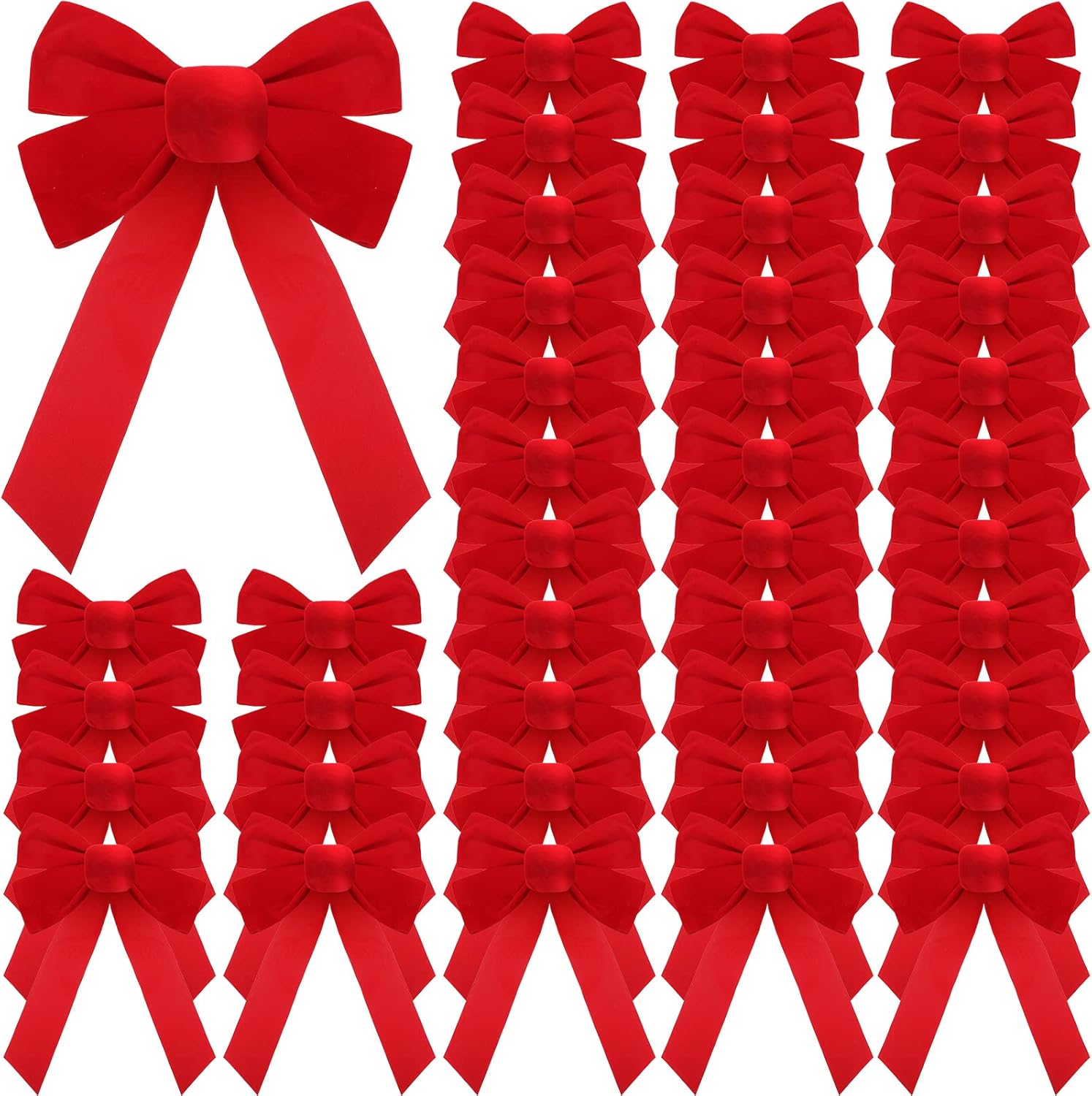 Bows & Ribbons - 50 Pcs Red Christmas Bow Large Velvet Bows 9 x 13 Inches Outdoor Decoration Wreaths Bows for Wreaths Hanging Christmas Bows Xmas Holiday Bows for Tree Topper Garland Wreaths Door Indoor Holiday