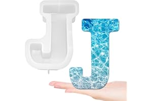 KACKAIDI 7 Inch Large Letter Molds for Resin, 3D A to Z Capital Alphabet Epoxy Casting Mold, Big J Letter Silicone Candle Mold for Resin Craft Candle Making (Alphabet J)