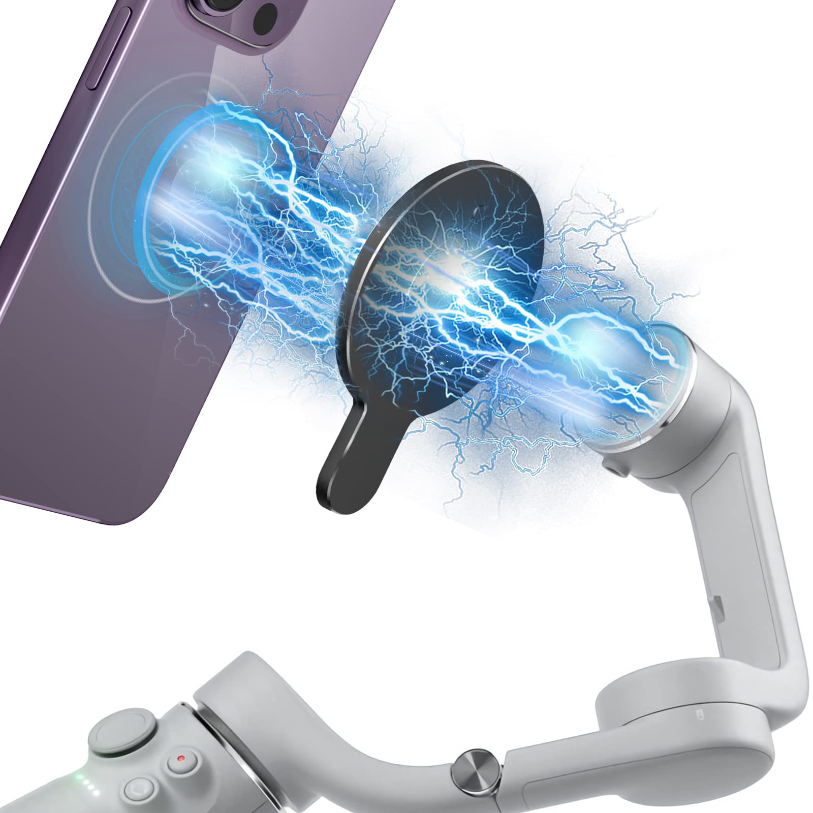 Imluckies Magnetic Base Holder Phone Clamp for Magsafe DJI OM 6/5/4 SE/4 Adapter, Compatible with DJI Osmo Mobile Stabilizer, Black