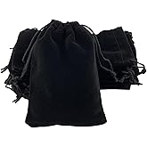 AEAOA Gift Bags, Pack of 25 Pieces 4.8" X 3.6" Velvet Drawstring Jewelry Pouches, for Candy, Pins, Jewelry, Treats, Birthday Party Favors (Black)