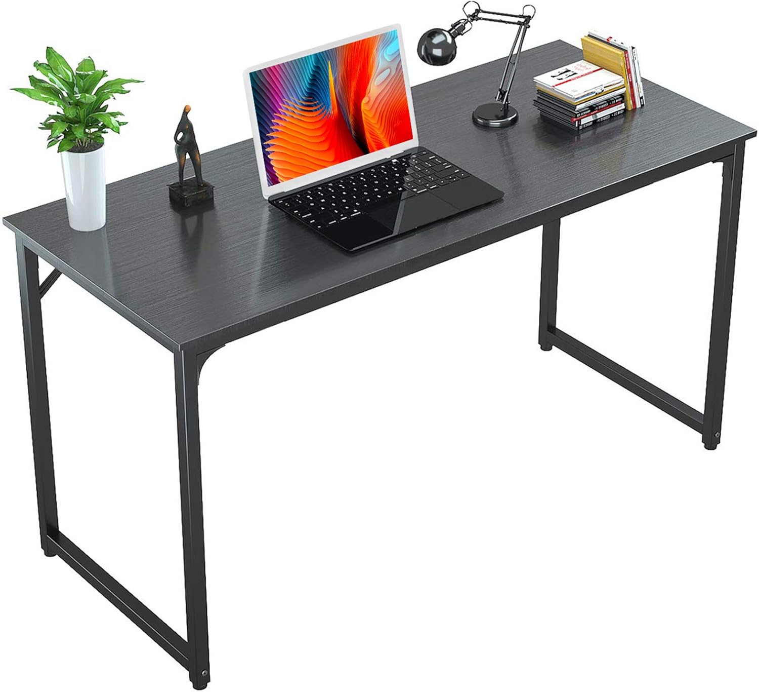 Foxemart Writing Computer Desk Modern Sturdy Office Desk PC Laptop Notebook Study Table for Home Office Workstation, Black: Kitchen & Dining