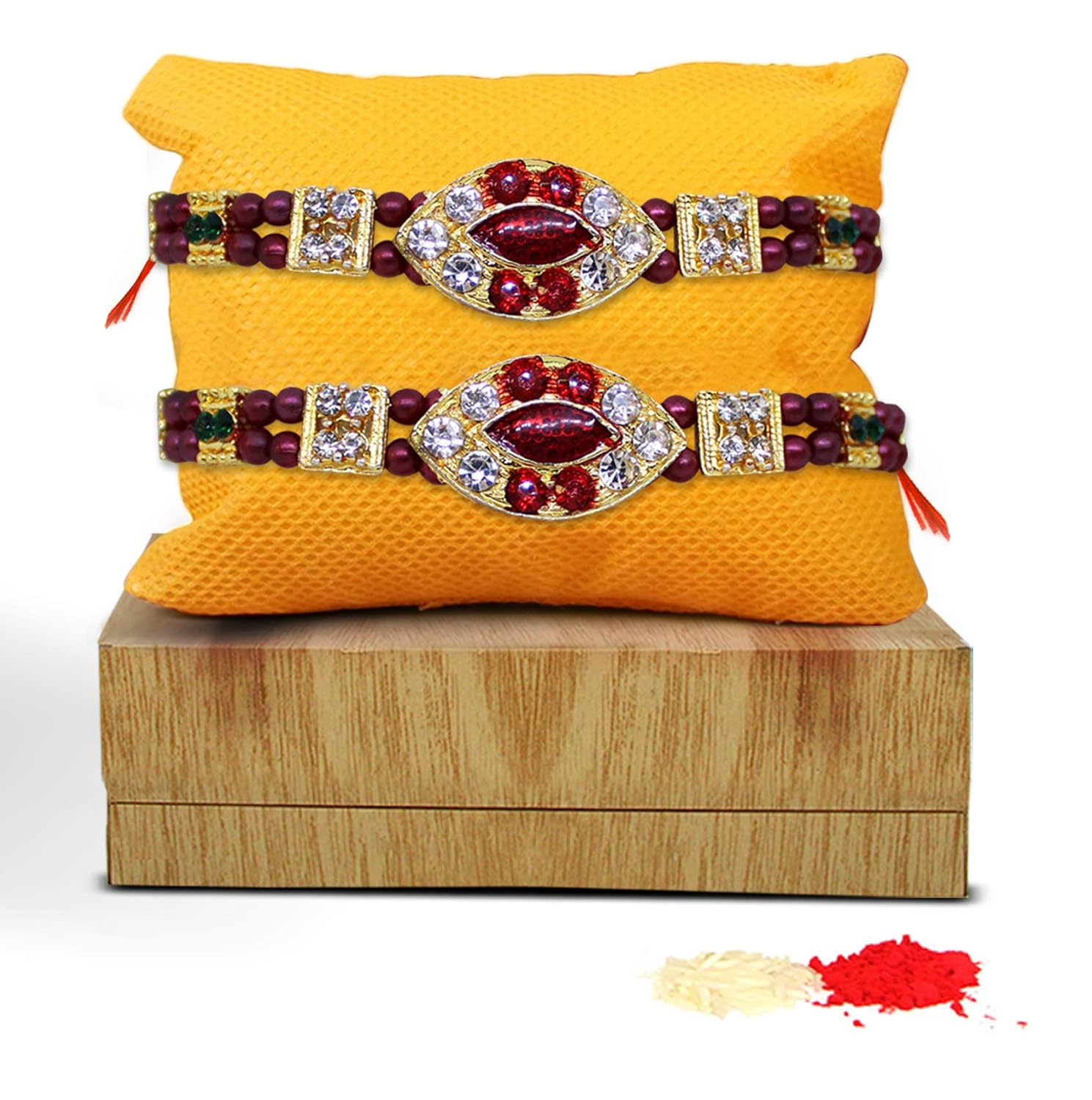 tied ribbons set of 2 gold bracelet rakhi gift for brother (men)