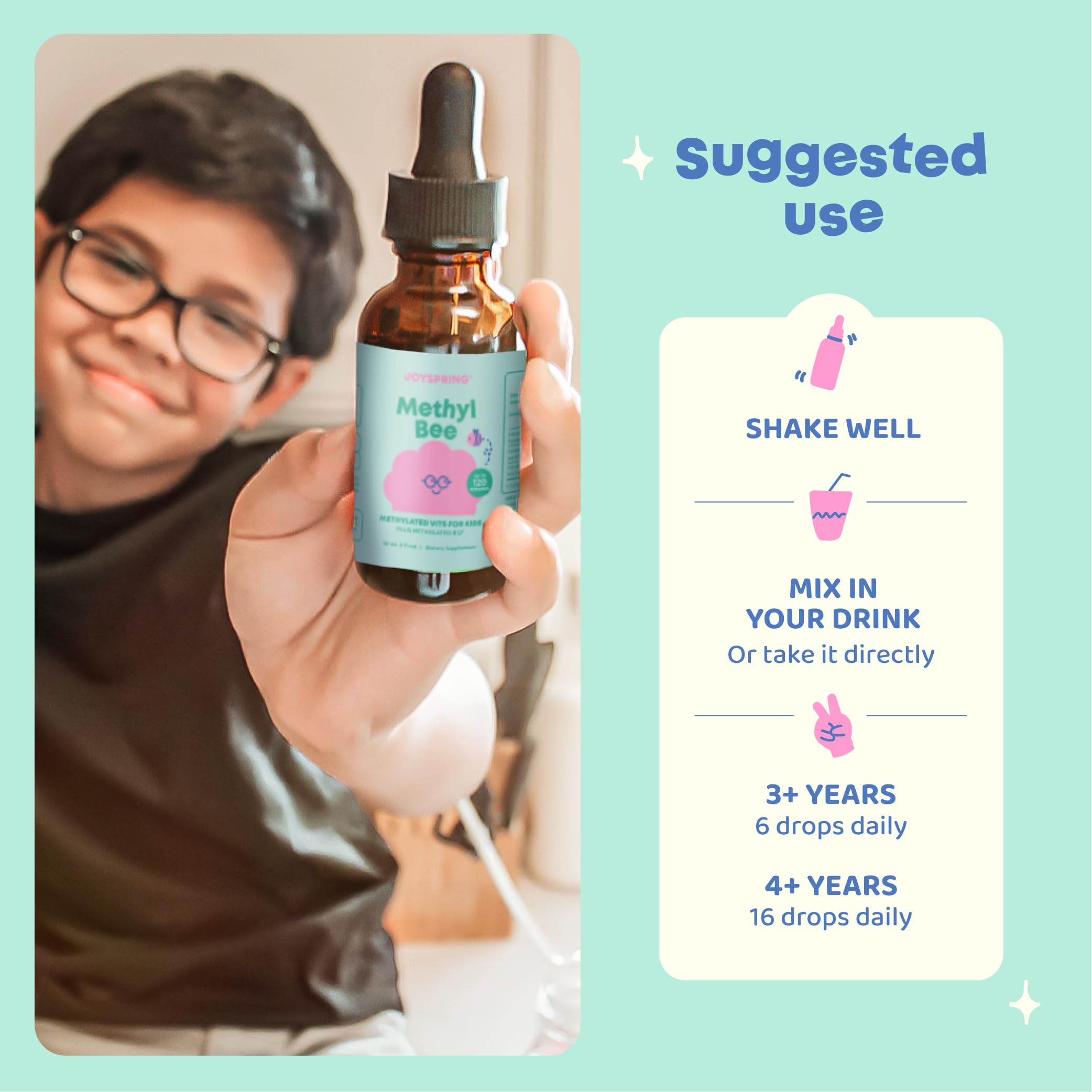 JoySpring Methylfolate for Kids | 5-MTHF Plus Methyl B12 with B6 (P5P) - MethylBee - MTHFR Supplement Kids B12 Vitamin | Folinic Acid Alternative | Berry Lemonade Drops | 30 Servings