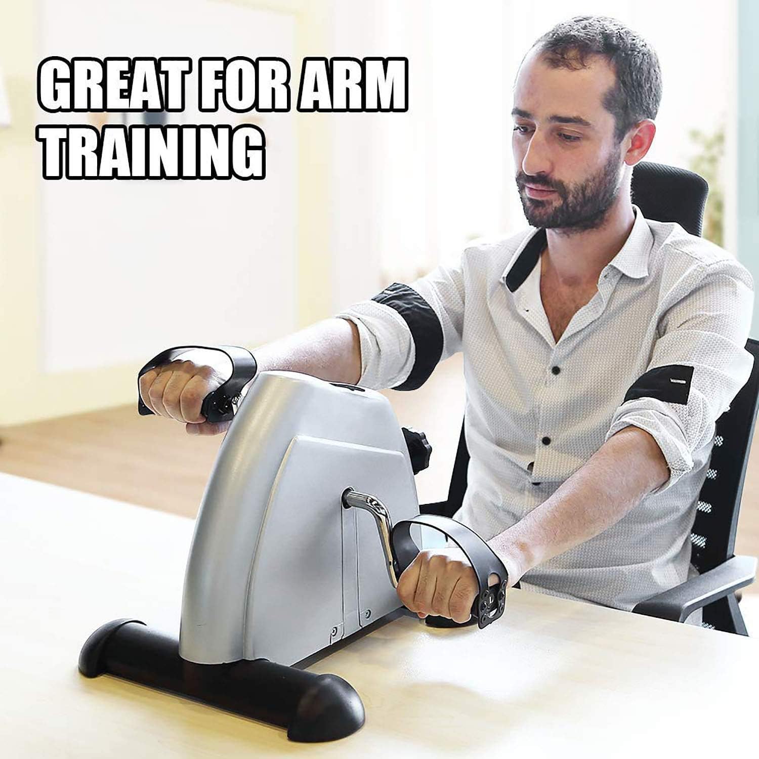 Pedal Exerciser, Under Desk Mini Exercise Bike, Arm & Leg Portable Foot Cycle Pedal Machine with LCD Screen Display(Silver) : Sports & Outdoors