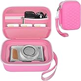 GWCASE Camera Case for Canon PowerShot G7X Mark II/ G7X Mark III/ SX740 HS Digital 4K Vlogging Camera，Video Camera Storage Holder with Shoulder Strap, Fits USB Cable,SD Card,Batteries-Pink (Case Only
