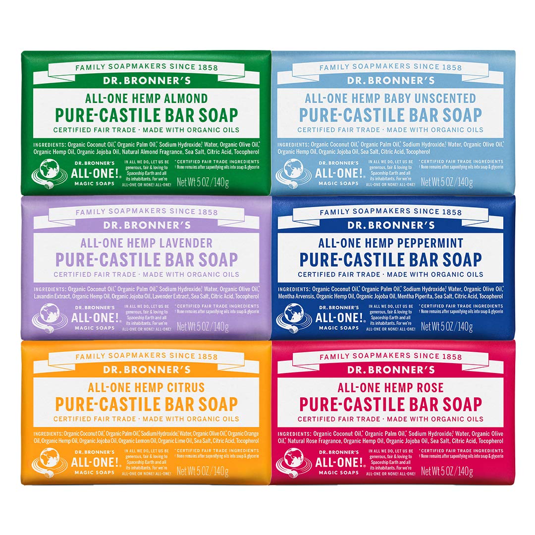 Dr. Bronner's PureCastile Bar Soap (5 Ounce Variety Gift Pack