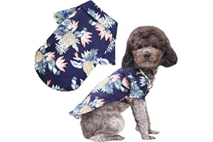 LHYZ PARK Hawaiian Shirt for Small Dogs & Cats - Lightweight Breathable Pet Tshirt with Vibrant Fade-Resistant Colors for Small Dog cat Daily Use (M, Dark Blue)