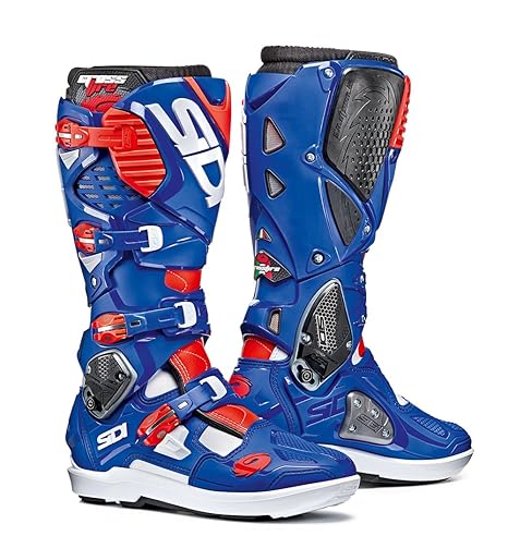 Sidi Sidi Crossfire 3 SRS Motorradstiefel, Weiß-Blau-Rot Fluo, Größe: 46
