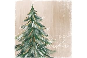 IHR Ideal Home Range Cocktail Napkins Disposable 3-Ply Paper Party Napkin Pack, 5" x 5", Gilded Painterly Tree, 20-Count