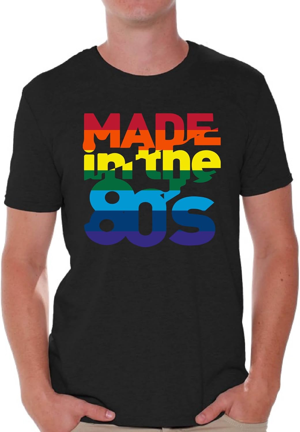 Awkward Styles Men's Made in The 80's Rainbow T Shirt Tops Birthday Gift Idea