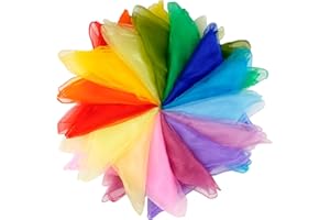 OKXIRI Scarves for Kids Play, 24 Inch Juggling Scarves, 15/30/45 Pcs available, Play Scarve for Toddlers, Dance, Magic Tricks