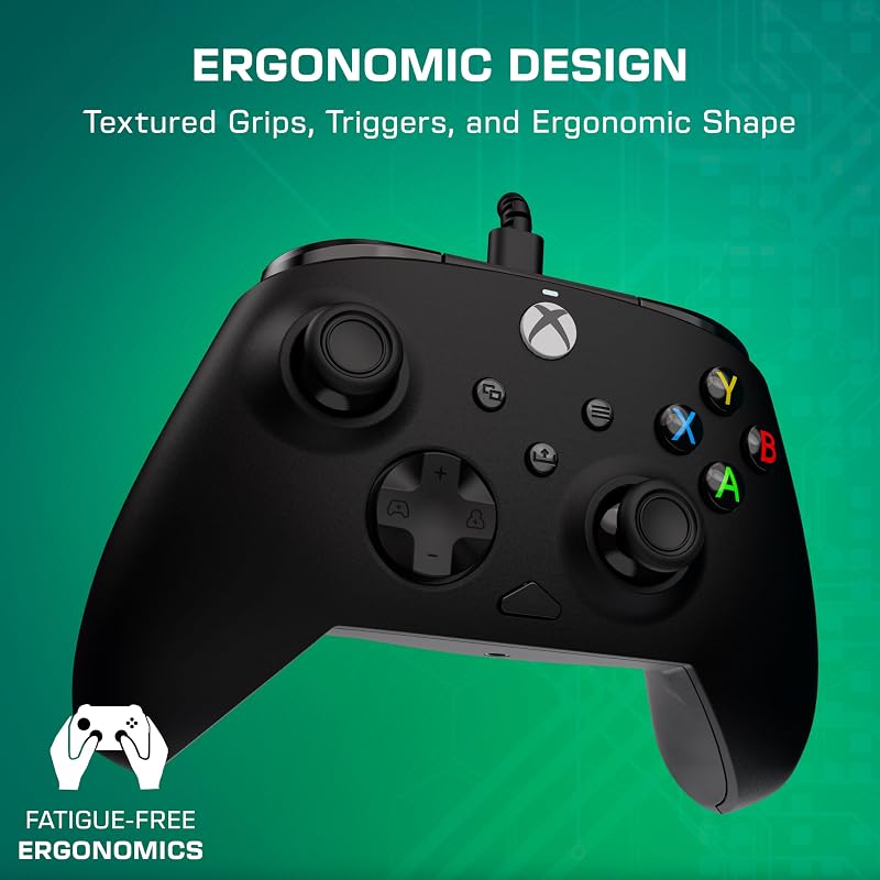 Rematch Core manette gaming filaire sous licence officielle pour Xbox Series X|S, Xbox One et PC Windows 10/11 avec Sticks à effet Hall, moteurs de vibration et gâchettes de vibration