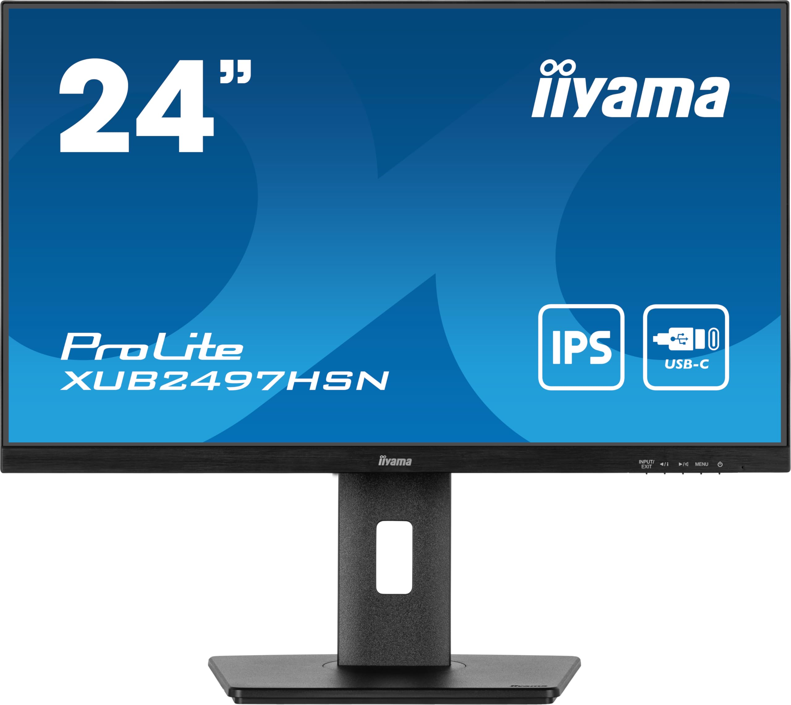 iiyama XUB2497HSN-B2 24 inch IPS USB-C Dock Display 65W Charging, 4ms, Full HD 1920x1080, RJ45/HDMI/DP, 1 x DP-OUT(MST), 4 x USB Hub, Height Adjustable Stand, TUV-GS, 5 Yr Warranty